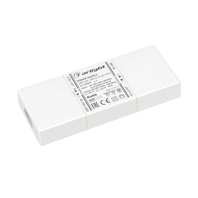 Блок питания ARV-SP-48012-FLAT-PFC (48V, 0.25A, 12W) (Arlight, IP20 Пластик, 5 лет), артикул 052078