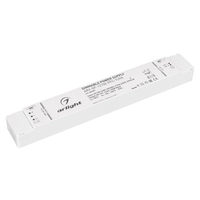 Блок питания ARV-SP-12150-PFC-TUYA (12V, 12.5A, 150W, WiFi, 2.4G) (Arlight, IP20 Пластик, 5 лет), артикул 052987