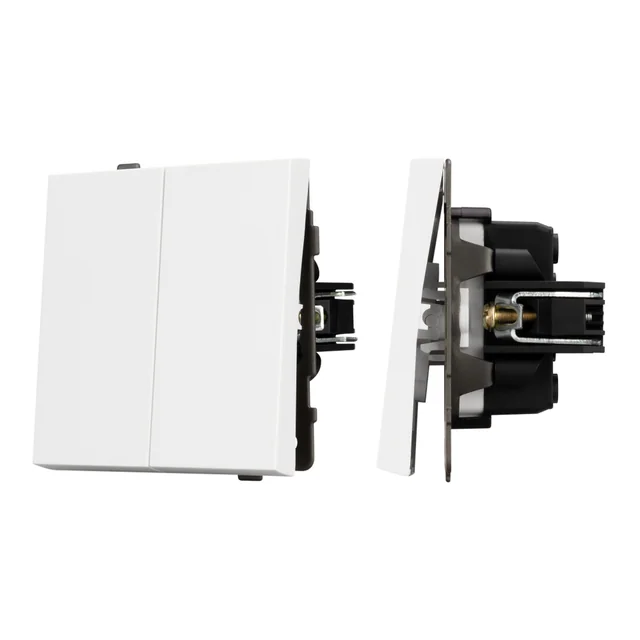 Механизм выключателя двухклавишный проходной SWT-TENDO-MKP2-PL-WH (230V, 10A) (Arlight, Белый), артикул 054066
