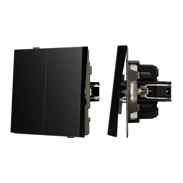 Механизм выключателя двухклавишный проходной SWT-TENDO-MKP2-PL-BK (230V, 10A) (Arlight, Черный), артикул 054067