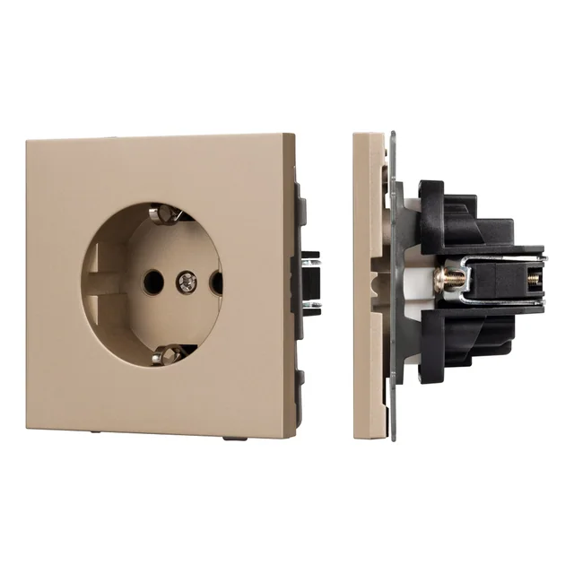 Механизм электрической розетки SCT-TENDO-MEU1-PL-GD (230V, 16A) (Arlight, Песочный), артикул 054081
