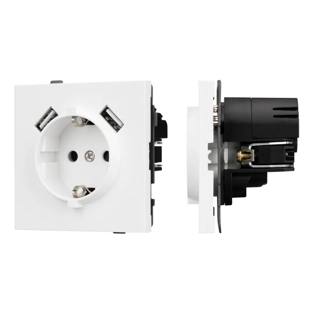 Механизм розетки с USB зарядкой SCT-TENDO-MUAA-PL-WH (230V, 16A) (Arlight, Белый), артикул 054082