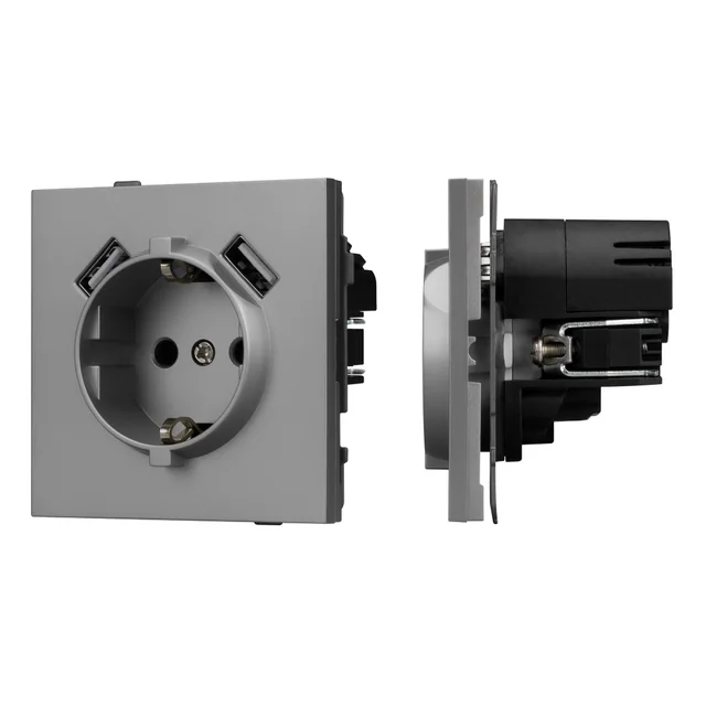 Механизм розетки с USB зарядкой SCT-TENDO-MUAA-PL-GR (230V, 16A) (Arlight, Графитовый), артикул 054084