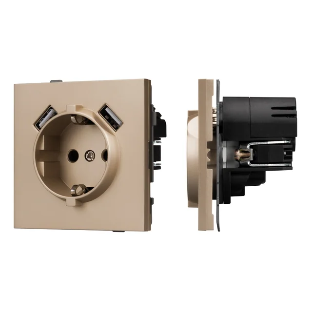 Механизм розетки с USB зарядкой SCT-TENDO-MUAA-PL-GD (230V, 16A) (Arlight, Песочный), артикул 054085