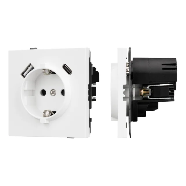 Механизм розетки с USB зарядкой SCT-TENDO-MUAC-PL-WH (230V, 16A) (Arlight, Белый), артикул 054086