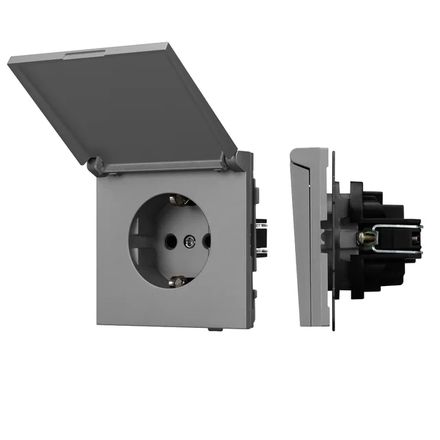 Механизм розетки влагозащищённый SCT-TENDO-MCP-PL-GR (230V, 16A) (Arlight, Графитовый), артикул 054092