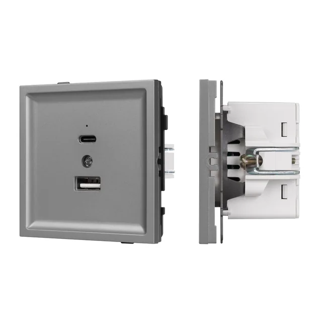Механизм USB розетки SCT-TENDO-MUAC-PL-GR (5V, 3A, QC3) (Arlight, Графитовый), артикул 054096