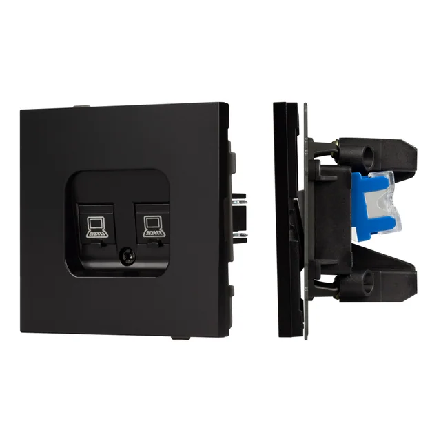 Механизм компьютерной розетки двойной SCT-TENDO-MPC2-PL-BK (RJ-45, CAT6) (Arlight, Черный), артикул 054101