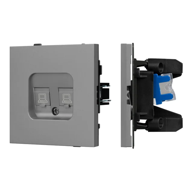 Механизм компьютерной розетки двойной SCT-TENDO-MPC2-PL-GR (RJ-45, CAT6) (Arlight, Графитовый), артикул 054102