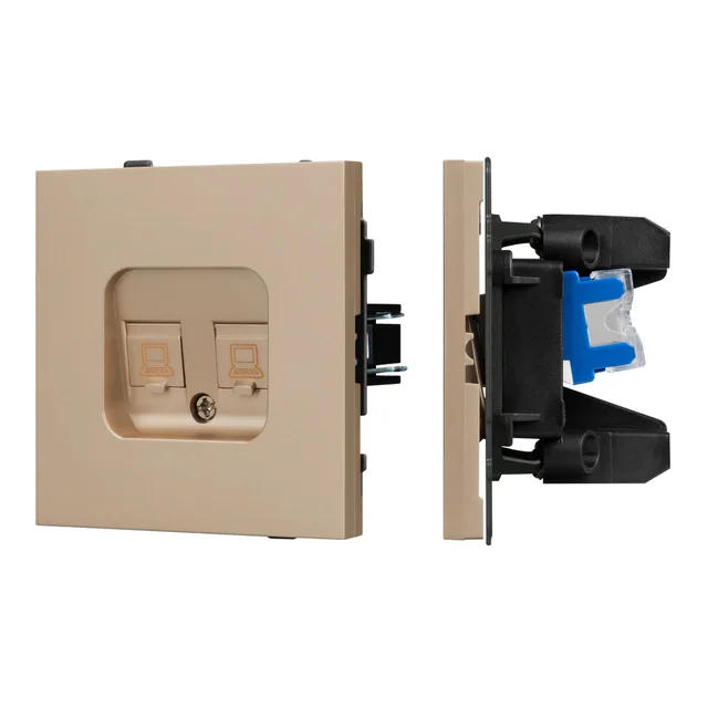 Механизм компьютерной розетки двойной SCT-TENDO-MPC2-PL-GD (RJ-45, CAT6) (Arlight, Песочный), артикул 054103