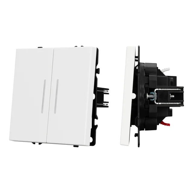 Механизм выключателя двухклавишный непроходной LED SWT-NOBE-MK02-SFPL-L-WH (230V, 10A) (Arlight, Белый кварц), артикул 054239