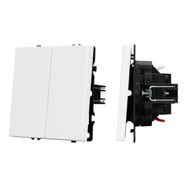 Механизм выключателя двухклавишный проходной SWT-NOBE-MKP2-SFPL-WH (230V, 10A) (Arlight, Белый кварц), артикул 054242
