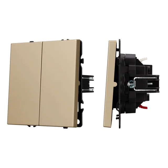 Механизм выключателя двухклавишный непроходной SWT-NOBE-MK02-SFPL-GD (230V, 10A) (Arlight, Золотой песок), артикул 054253