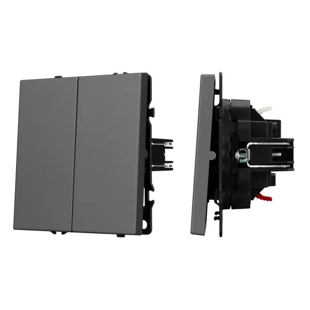 ARL NOBE Выключатель 2 кл софт-тач серый базальт SWT-MK02-SFPL-GR (250V, 10A) (Arlight, -), артикул 054254(1)