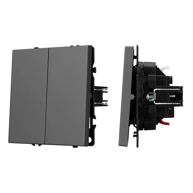 Механизм выключателя двухклавишный проходной SWT-NOBE-MKP2-SFPL-GR (230V, 10A) (Arlight, Серый базальт), артикул 054257