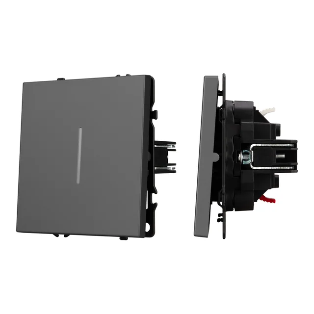 ARL NOBE Выключатель 1 кл подсветка софт-тач серый базальт SWT-MK01-SFPL-L-GR (250V, 10A) (Arlight, -), артикул 054260(1)