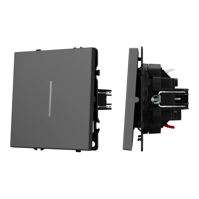 Механизм выключателя одноклавишный проходной LED SWT-NOBE-MKP1-SFPL-L-GR (230V, 10A) (Arlight, Серый базальт), артикул 054263