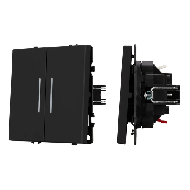 Механизм выключателя двухклавишный непроходной LED SWT-NOBE-MK02-SFPL-L-BK (230V, 10A) (Arlight, Черный оникс), артикул 054264