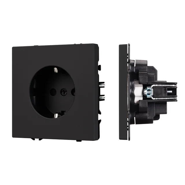 Механизм электрической розетки SCT-NOBE-MEU1-SFPL-BK (230V, 16A) (Arlight, Черный оникс), артикул 054277