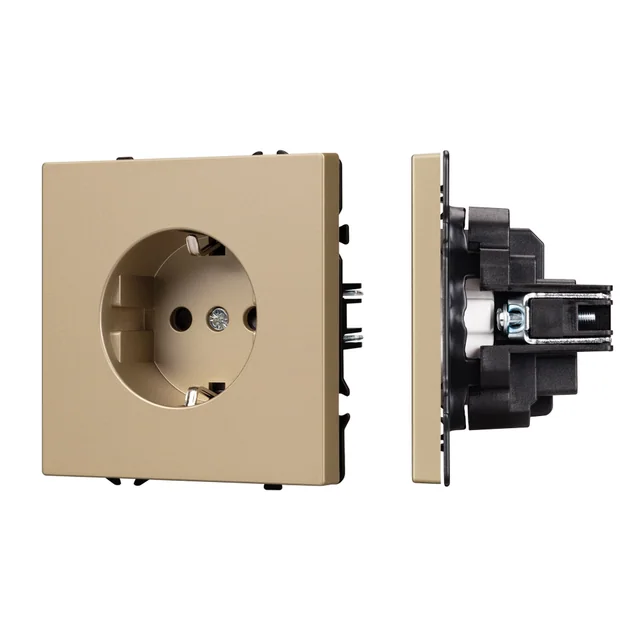 ARL NOBE Розетка зк со шторками софт-тач золотой песок SCT-MEU-SFPL-GD (250V, 16A) (Arlight, -), артикул 054278(1)