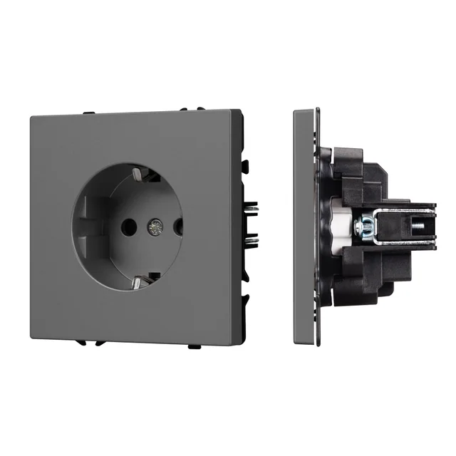 ARL NOBE Розетка зк со шторками софт-тач серый базальт SCT-MEU-SFPL-GR (250V, 16A) (Arlight, -), артикул 054279(1)