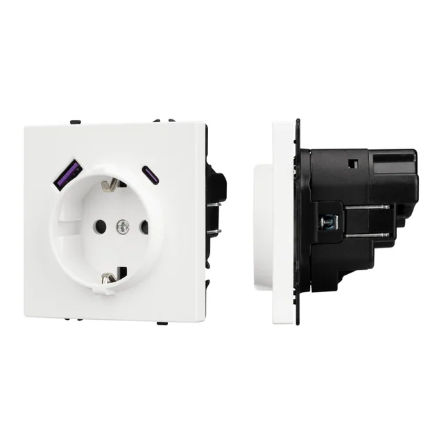 ARL NOBE Розетка зк со шторками с USB тип А+С софт-тач белый кварц SCT-MUAC-SFPL-WH (250V, 16A) (Arlight, -), артикул 054284(1)