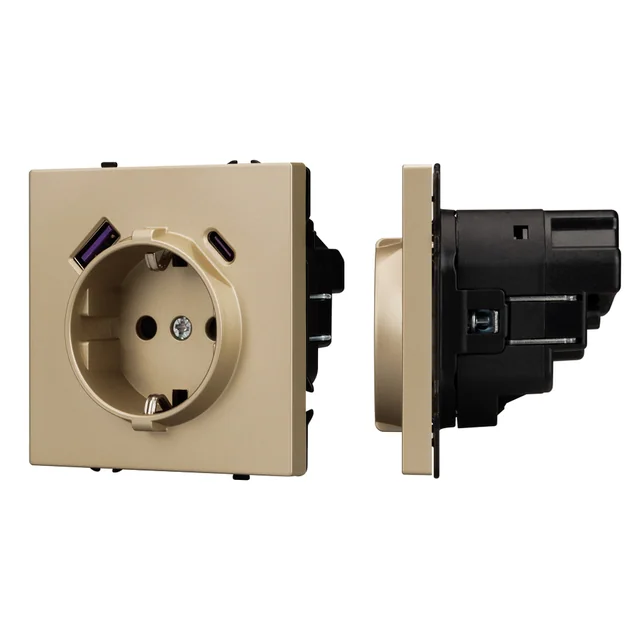 Механизм розетки с USB зарядкой SCT-NOBE-MUAC-SFPL-GD (230V, 16A) (Arlight, Золотой песок), артикул 054286