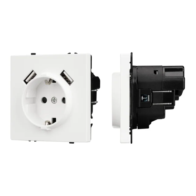 ARL NOBE Розетка зк со шторками с USB тип А+А софт-тач белый кварц SCT-MUAA-SFPL-WH (250V, 16A) (Arlight, -), артикул 054288(1)