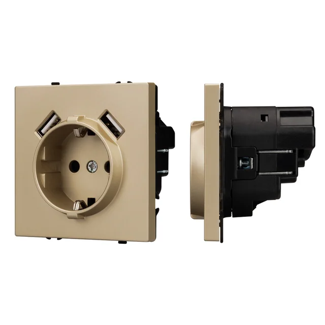 Механизм розетки с USB зарядкой SCT-NOBE-MUAA-SFPL-GD (230V, 16A) (Arlight, Золотой песок), артикул 054290
