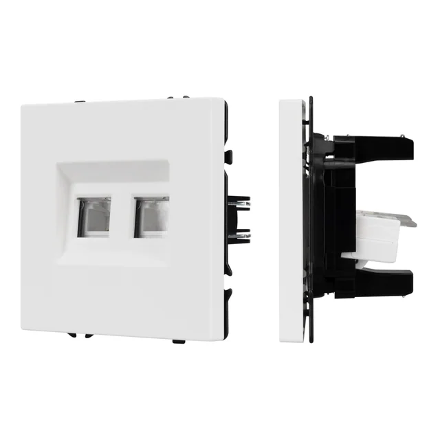 Механизм сдвоенной телефонной розетки SCT-NOBE-MTL2-SFPL-WH (RJ-11, 4C) (Arlight, Белый кварц), артикул 054308