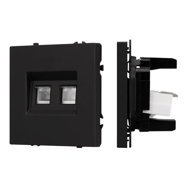 Механизм сдвоенной телефонной розетки SCT-NOBE-MTL2-SFPL-BK (RJ-11, 4C) (Arlight, Черный оникс), артикул 054309