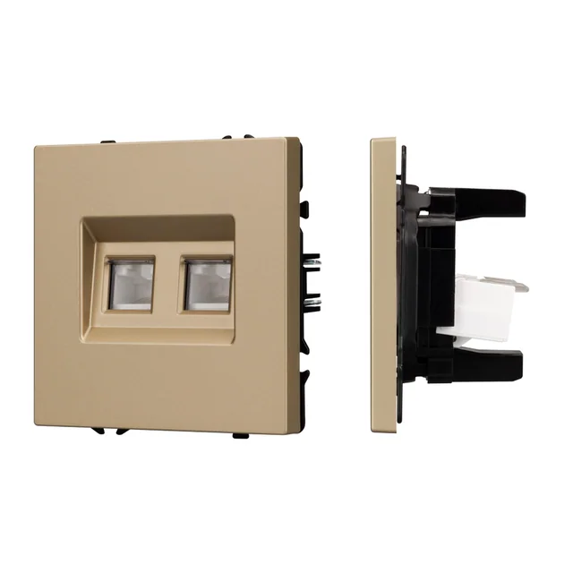 Механизм сдвоенной телефонной розетки SCT-NOBE-MTL2-SFPL-GD (RJ-11, 4C) (Arlight, Золотой песок), артикул 054310