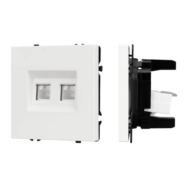 ARL NOBE Розетка компьютерная двойная софт-тач белый кварц SCT-MPC2-SFPL-WH (2хRJ-45, CAT6) (Arlight, -), артикул 054312(1)
