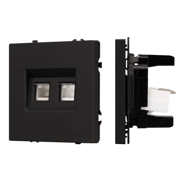 ARL NOBE Розетка компьютерная двойная софт-тач черный оникс SCT-MPC2-SFPL-BK (2хRJ-45, CAT6) (Arlight, -), артикул 054313(1)