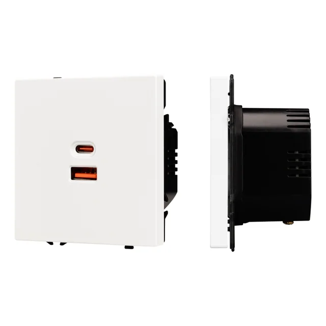 Механизм розетки с быстрой USB зарядкой SCT-NOBE-MUAC-SFPL-FC-WH (65W, QC3) (Arlight, Белый кварц), артикул 054316