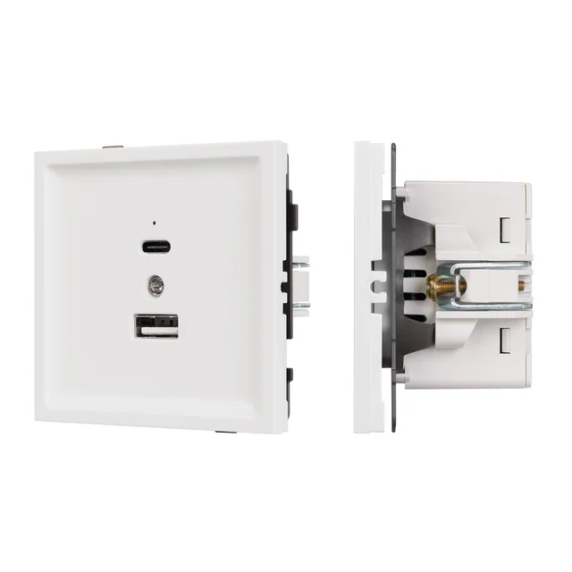 Механизм USB розетки SCT-TENDO-MUAC-SFPL-WH (5V, 3A, QC3) (Arlight, Матовый белый), артикул 054539