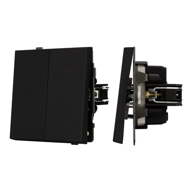 Механизм выключателя двухклавишный непроходной SWT-TENDO-MK02-SFPL-BK (230V, 10A) (Arlight, Матовый черный), артикул 054544