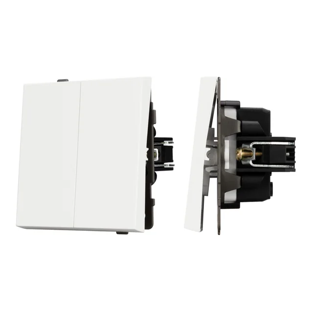 Механизм выключателя двухклавишный непроходной SWT-TENDO-MK02-SFPL-WH (230V, 10A) (Arlight, Матовый белый), артикул 054547