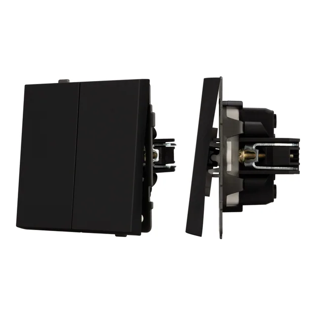 Механизм выключателя двухклавишный проходной SWT-TENDO-MKP2-SFPL-BK (230V, 10A) (Arlight, Матовый черный), артикул 054553