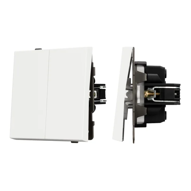 Механизм выключателя двухклавишный проходной SWT-TENDO-MKP2-SFPL-WH (230V, 10A) (Arlight, Матовый белый), артикул 054556