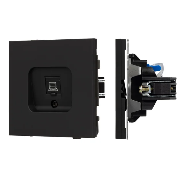 Механизм компьютерной розетки SCT-TENDO-MPC1-SFPL-BK (RJ-45, CAT6) (Arlight, Матовый черный), артикул 054591