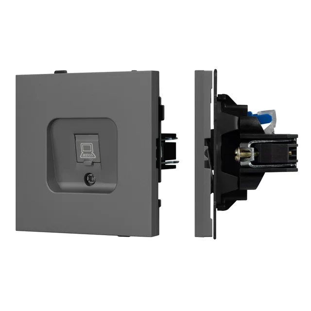 Механизм компьютерной розетки SCT-TENDO-MPC1-SFPL-GR (RJ-45, CAT6) (Arlight, Матовый графитовый), артикул 054593