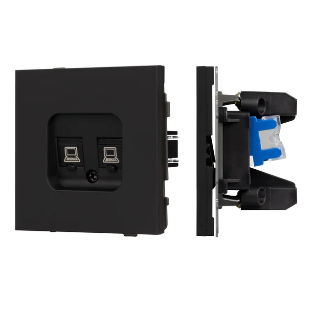 Механизм компьютерной розетки двойной SCT-TENDO-MPC2-SFPL-BK (RJ-45, CAT6) (Arlight, Матовый черный), артикул 054595