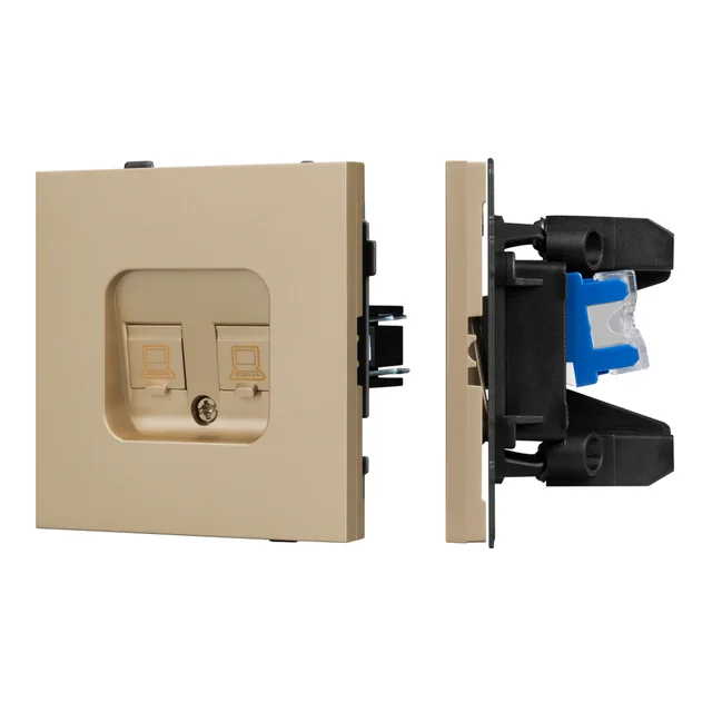 Механизм компьютерной розетки двойной SCT-TENDO-MPC2-SFPL-GD (RJ-45, CAT6) (Arlight, Матовый песочный), артикул 054596