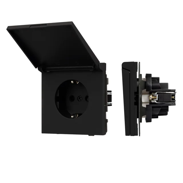 Механизм розетки влагозащищённый SCT-TENDO-MCP-SFPL-BK (230V, 16A) (Arlight, Матовый черный), артикул 054599