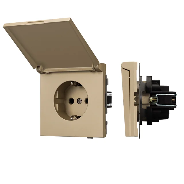 Механизм розетки влагозащищённый SCT-TENDO-MCP-SFPL-GD (230V, 16A) (Arlight, Матовый песочный), артикул 054600