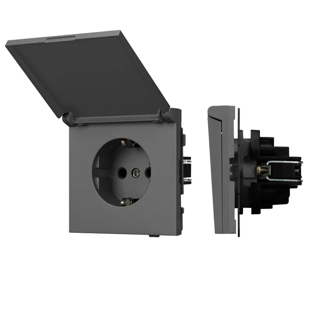 Механизм розетки влагозащищённый SCT-TENDO-MCP-SFPL-GR (230V, 16A) (Arlight, Матовый графитовый), артикул 054601