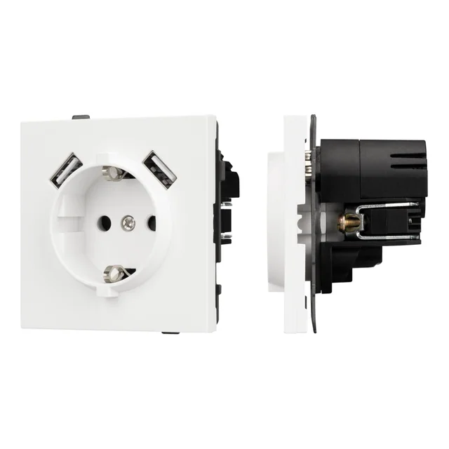 Механизм розетки с USB зарядкой SCT-TENDO-MUAA-SFPL-WH (230V, 16A) (Arlight, Матовый белый), артикул 054606