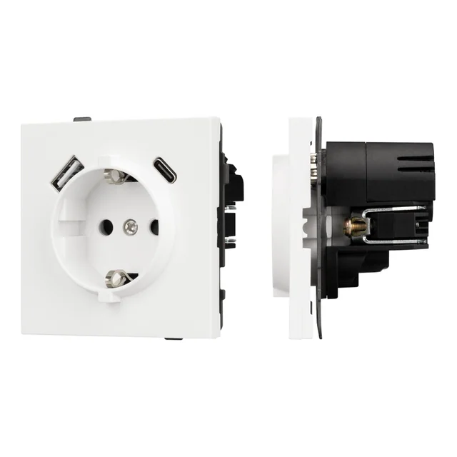 Механизм розетки с USB зарядкой SCT-TENDO-MUAC-SFPL-WH (230V, 16A) (Arlight, Матовый белый), артикул 054610