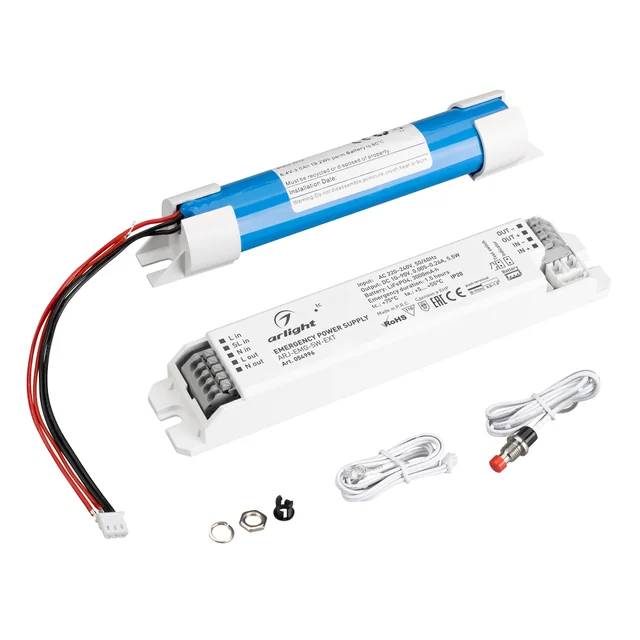 Блок аварийного питания ARJ-EMG-5W-EXT (10-90V, 1.5H, LiFePO4) (Arlight, IP20 Пластик, 3 года), артикул 054996